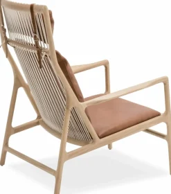 Fauteuil lounge en chêne et cuir whisky Dedo - Gazzda