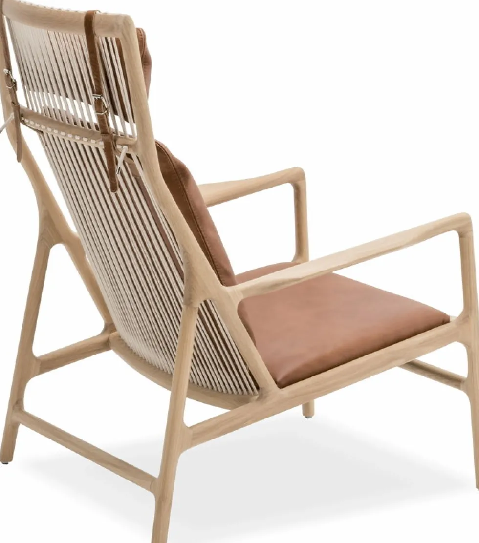 Fauteuil lounge en chêne et cuir whisky Dedo - Gazzda