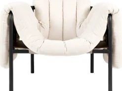 Fauteuil lounge en coton naturel et acier noir Puffy - Hem