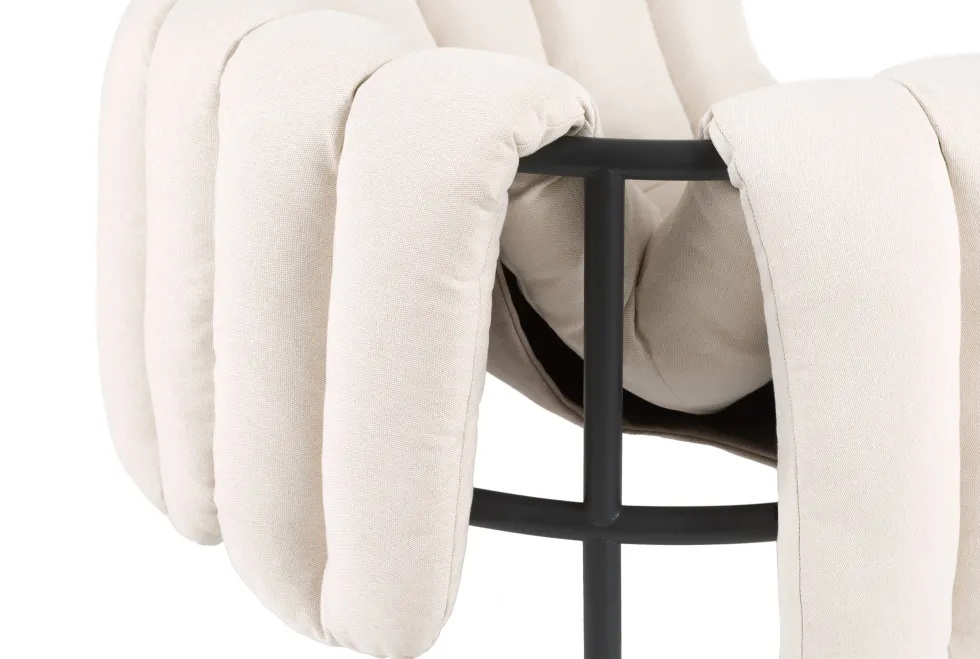 Fauteuil lounge en coton naturel et acier noir Puffy - Hem
