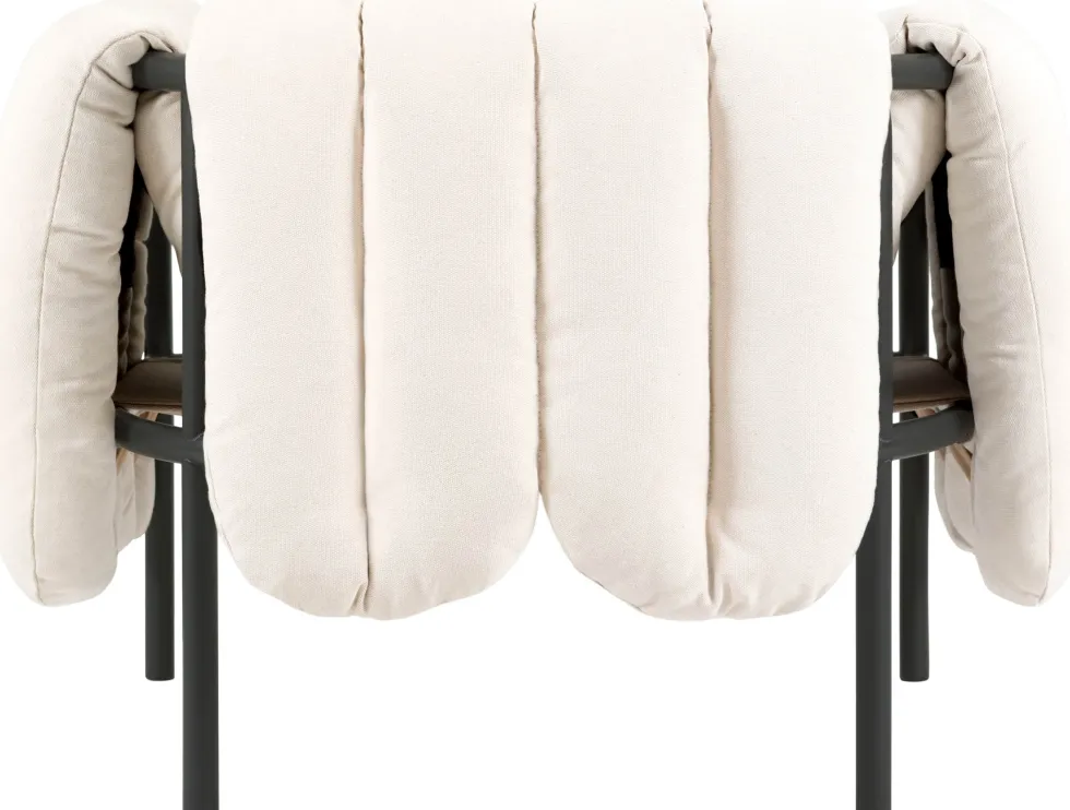 Fauteuil lounge en coton naturel et acier noir Puffy - Hem