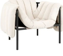 Fauteuil lounge en coton naturel et acier noir Puffy - Hem
