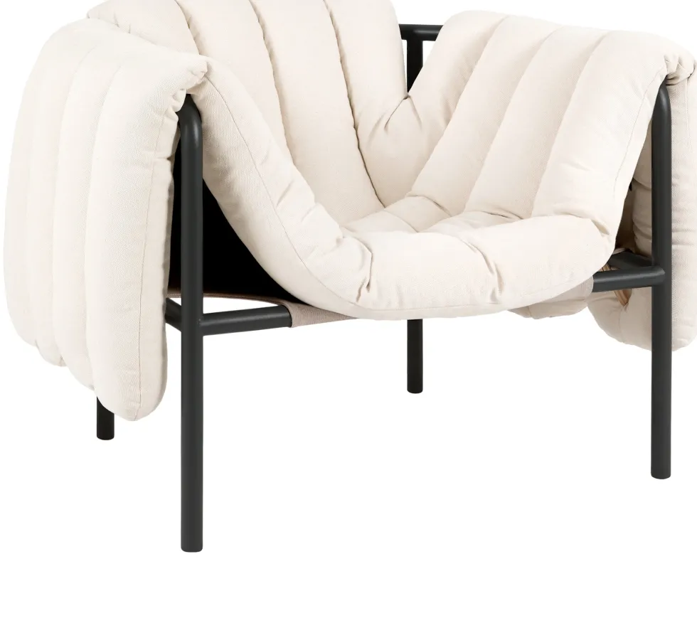 Fauteuil lounge en coton naturel et acier noir Puffy - Hem