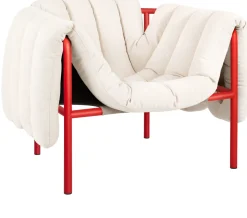 Fauteuil lounge en coton naturel et acier rouge Puffy - Hem