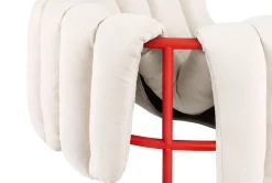 Fauteuil lounge en coton naturel et acier rouge Puffy - Hem
