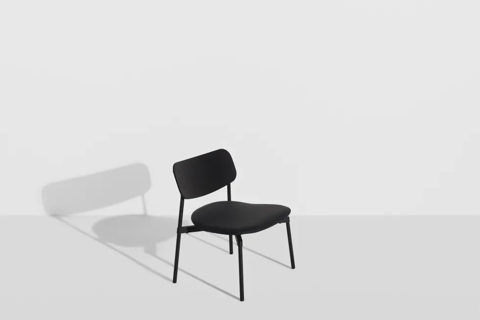 Fauteuil lounge en hêtre noir cuir 71 cm Fromme - Petite Friture