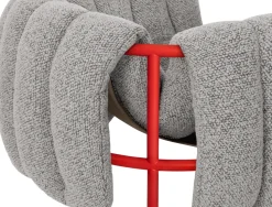 Fauteuil lounge en laine grise et acier rouge Puffy - Hem