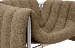 Fauteuil lounge en laine marron et acier Puffy - Hem