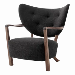 Fauteuil lounge en noyer huilé et laine gris foncé 85 x 85 x 84 cm Wulff ATD2 - &tradition