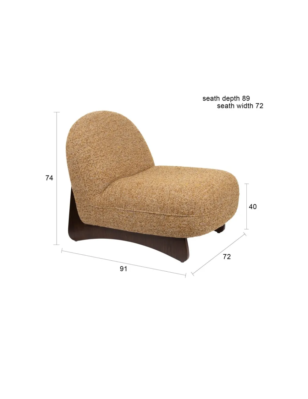 Fauteuil lounge en tissu marron et bois de frêne Loom - Dutchbone