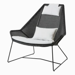 Fauteuil noir avec coussins blancs Breeze Highback - Cane-Line