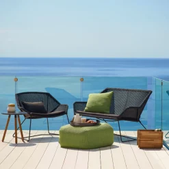 Fauteuil noir avec coussins blancs Breeze lounge - Cane-Line