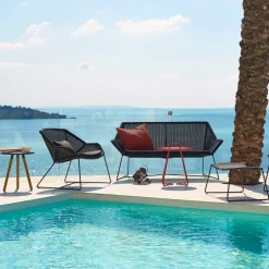 Fauteuil noir avec coussins blancs Breeze lounge - Cane-Line