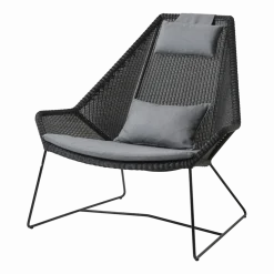 Fauteuil noir avec coussins gris Breeze Highback - Cane-Line