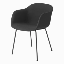 Fauteuil noir piétement tubes et assise textile Fiber - Muuto