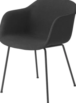 Fauteuil noir piétement tubes et assise textile Fiber - Muuto