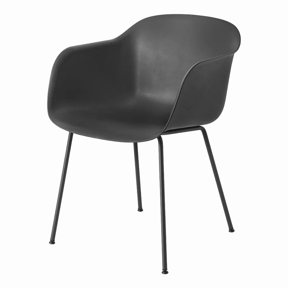 Fauteuil noir piétement tubes Fiber - Muuto