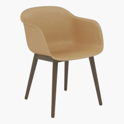 Fauteuil ochre piétement en chêne foncé Fiber - Muuto