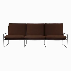 Fauteuil 3 places en acier galvanisé noir et tissu bouclé marron 78x233x85cm Desert 3 - Ferm living