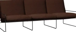 Fauteuil 3 places en acier galvanisé noir et tissu bouclé marron 78x233x85cm Desert 3 - Ferm living