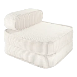 Fauteuil pliable en velours côtelé blanc marshmallow 150 x 60 cm - Wigiwama