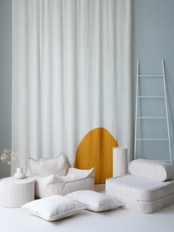 Fauteuil pliable en velours côtelé blanc marshmallow 150 x 60 cm - Wigiwama
