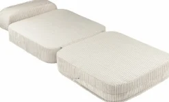Fauteuil pliable en velours côtelé blanc marshmallow 150 x 60 cm - Wigiwama