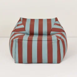Fauteuil pouf d'extérieur en tissu déperlant à rayures bleu et rouge 80 x 90 x 58 cm Lenny - Nobodinoz