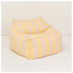 Fauteuil pouf d'extérieur en tissu déperlant à rayures jaune et rose 80 x 90 x 58 cm Lenny - Nobodinoz