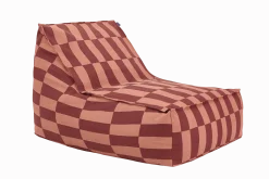 Fauteuil pouf en coton bio à carreaux rouge et rose 70 x 105 x 57 cm Vibes - Nobodinoz
