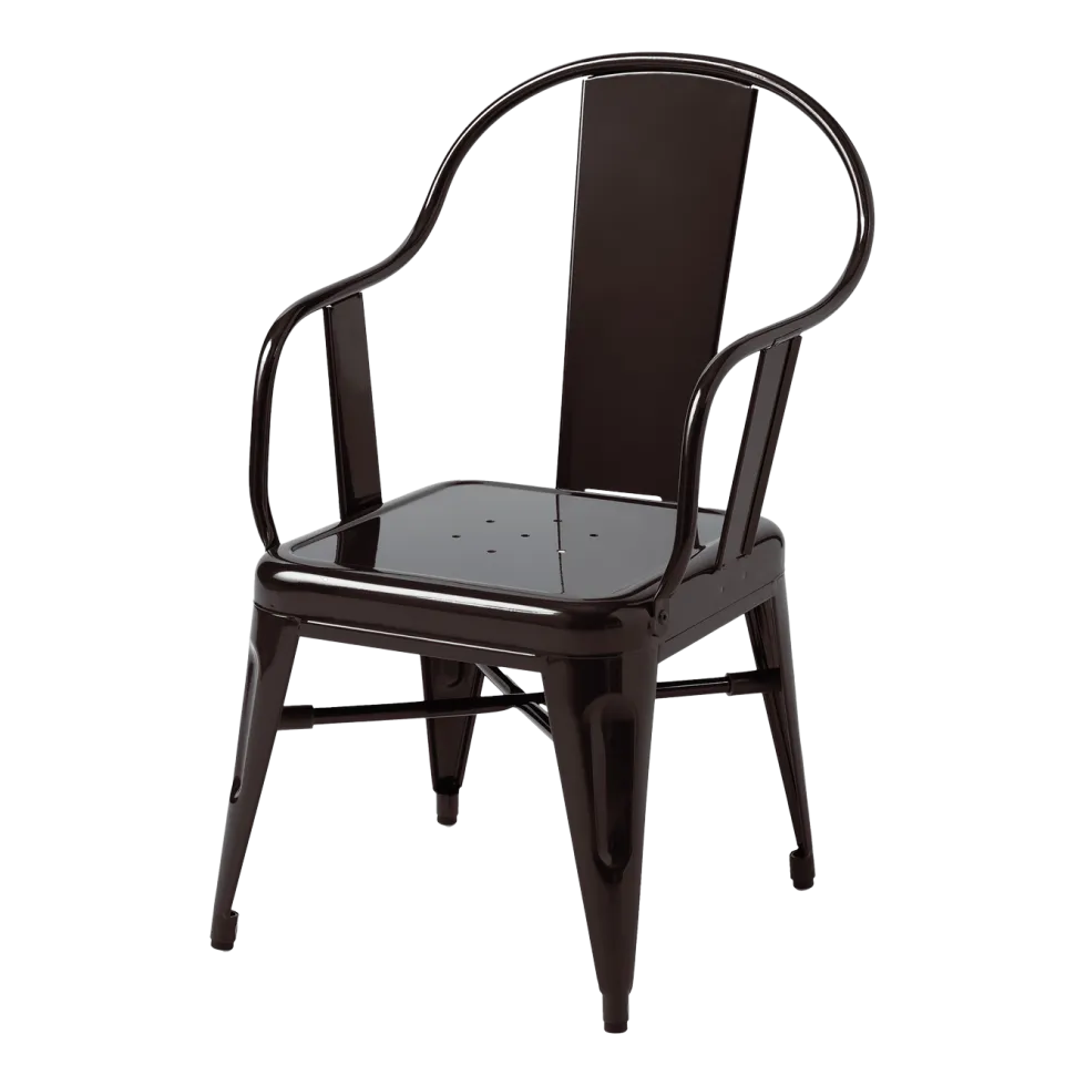 Fauteuil pour enfant en acier brun noir Mouette - Tolix