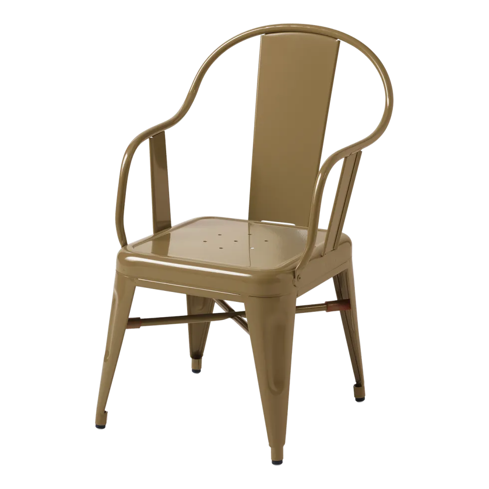 Fauteuil pour enfant en acier brun vert Mouette - Tolix