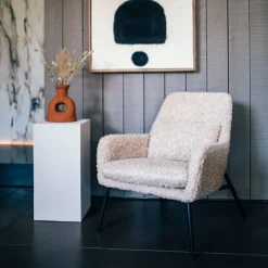 Fauteuil relax en tissu bouclé beige 66x75x77cm Hailey - Pomax