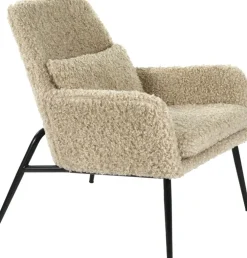 Fauteuil relax en tissu bouclé beige 66x75x77cm Hailey - Pomax