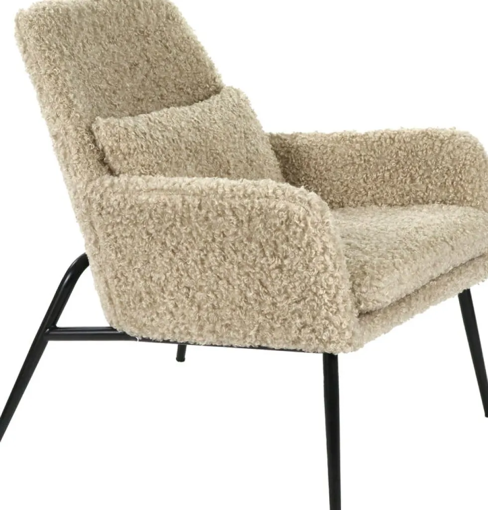 Fauteuil relax en tissu bouclé beige 66x75x77cm Hailey - Pomax