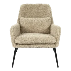 Fauteuil relax en tissu bouclé beige 66x75x77cm Hailey - Pomax