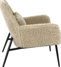 Fauteuil relax en tissu bouclé beige 66x75x77cm Hailey - Pomax