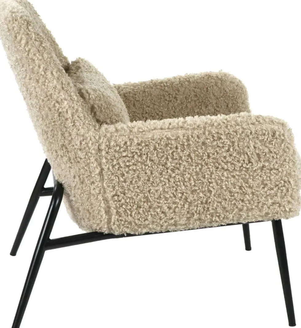 Fauteuil relax en tissu bouclé beige 66x75x77cm Hailey - Pomax