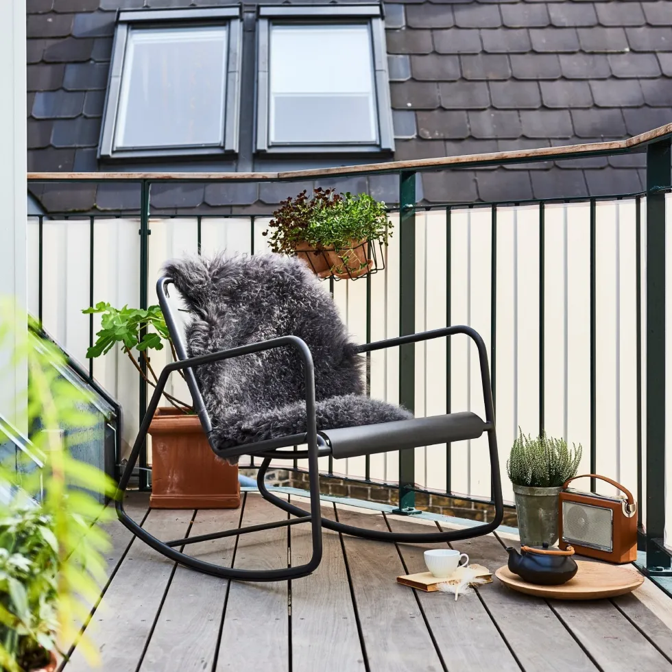 Fauteuil Rocking Chair en aluminium noir Copenhagen - Cane-Line