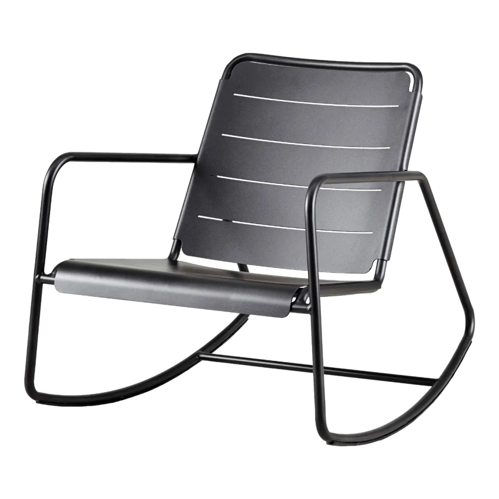 Fauteuil Rocking Chair en aluminium noir Copenhagen - Cane-Line