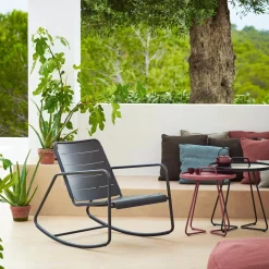 Fauteuil Rocking Chair en aluminium noir Copenhagen - Cane-Line
