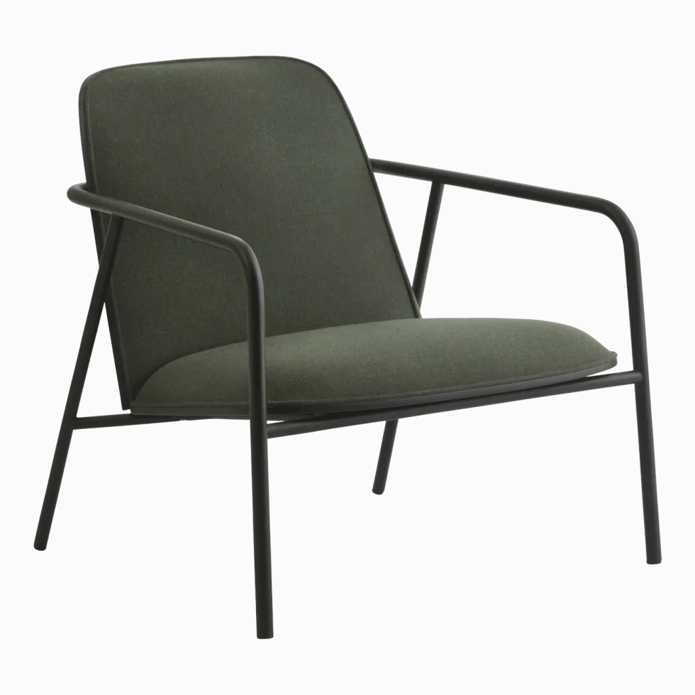 Fauteuil vert et coque en frêne noir Pad Lounge noir/Synergy Synergy LDS41 - Normann Copenhagen