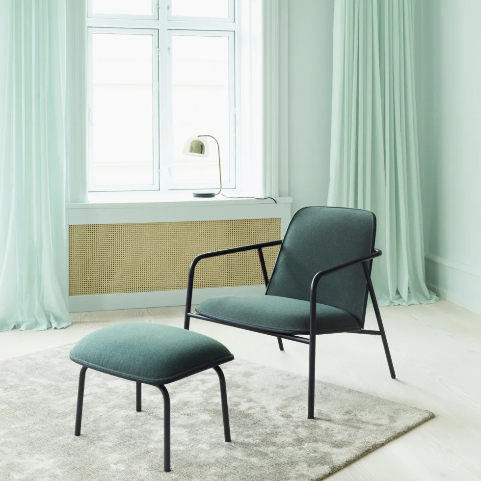 Fauteuil vert et coque en frêne noir Pad Lounge noir/Synergy Synergy LDS41 - Normann Copenhagen