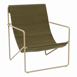 Fauteuil vert olive en métal beige 63 x 77,5 x 66 cm Desert - Ferm Living