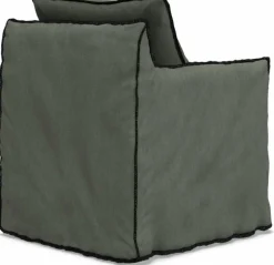 Fauteuil vert sauge surpiqûres noires Ghost 05 - Gervasoni