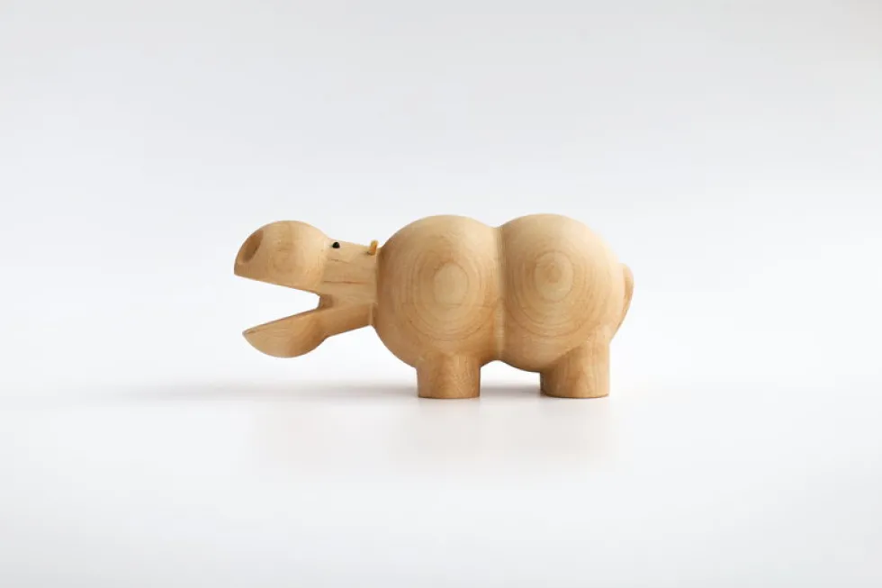 Figurine en bouleau naturel hippopotame I Piccolini - EMKO