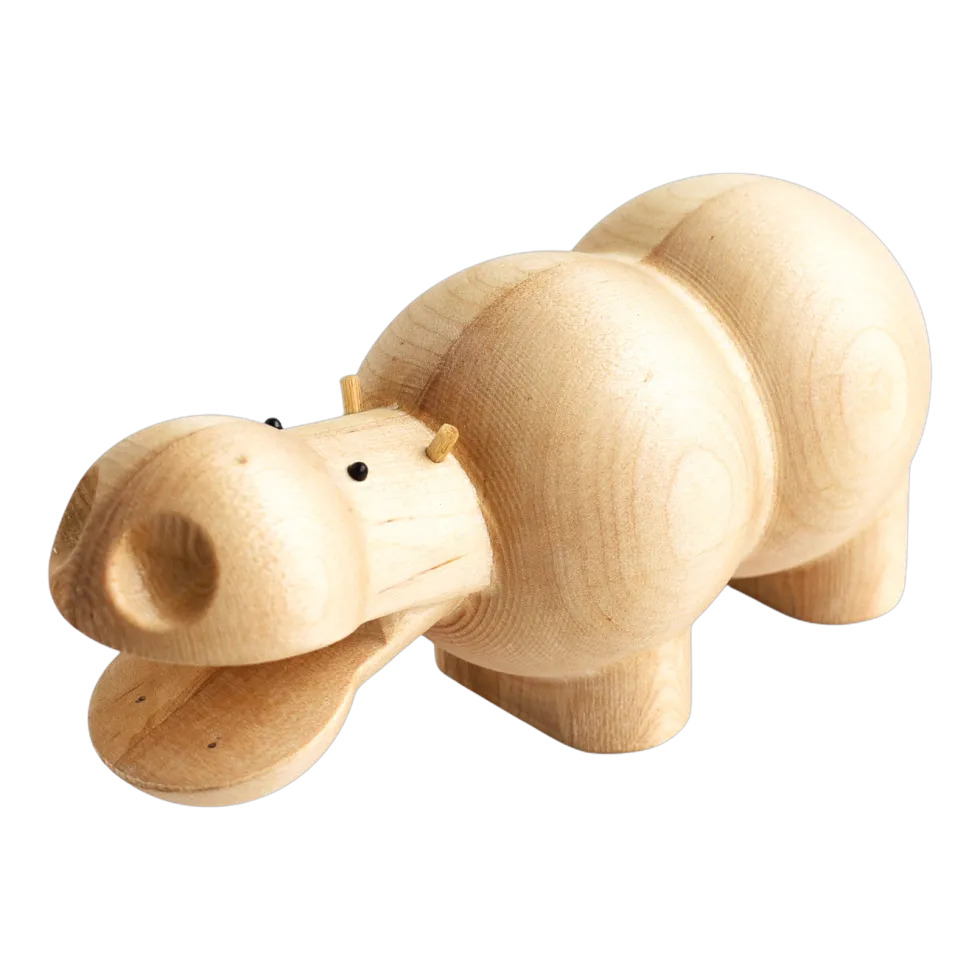 Figurine en bouleau naturel hippopotame I Piccolini - EMKO