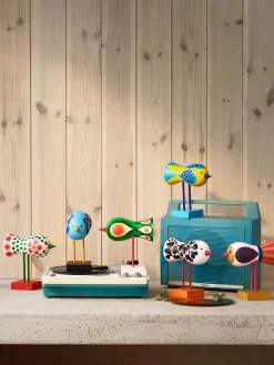 Figurine oiseaux en hêtre massif coloré 16x16x7cm Birds 1967 N°1 - Design House Stockholm