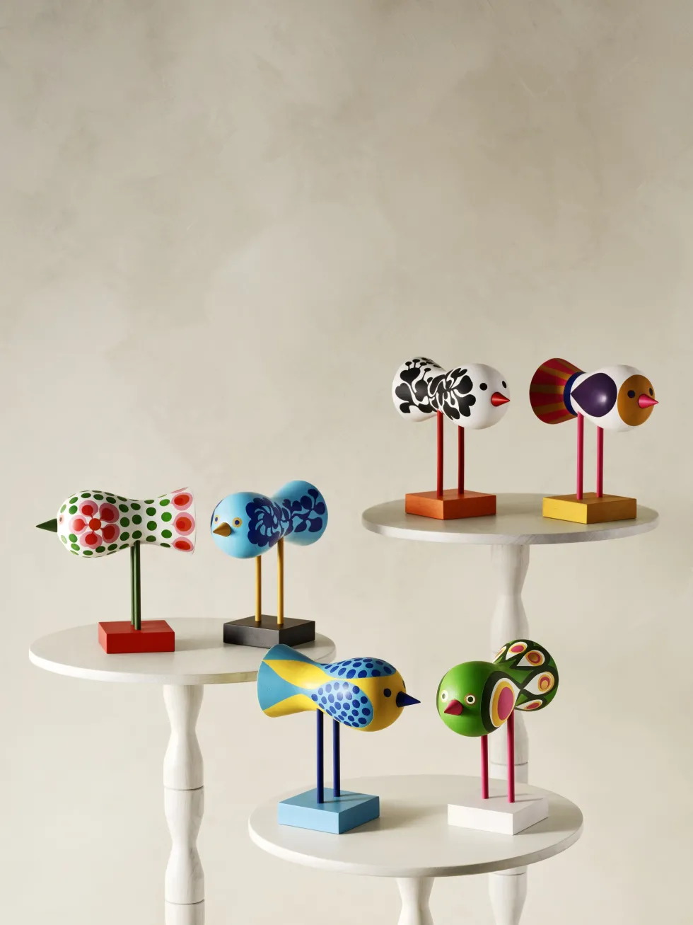 Figurine oiseaux en hêtre massif coloré 16x16x7cm Birds 1967 N°5 - Design House Stockholm