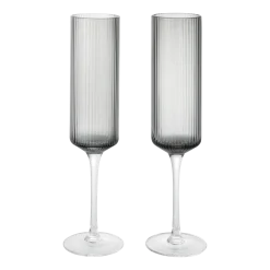Flutes à champagne en verre fumé 22x6cm Ripple - Ferm living